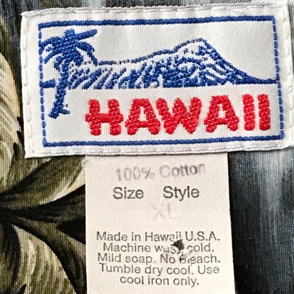Hawaiian Shirt Men’s size XL Grey/Green with Palm Trees and Boats. - Picture 3 of 5